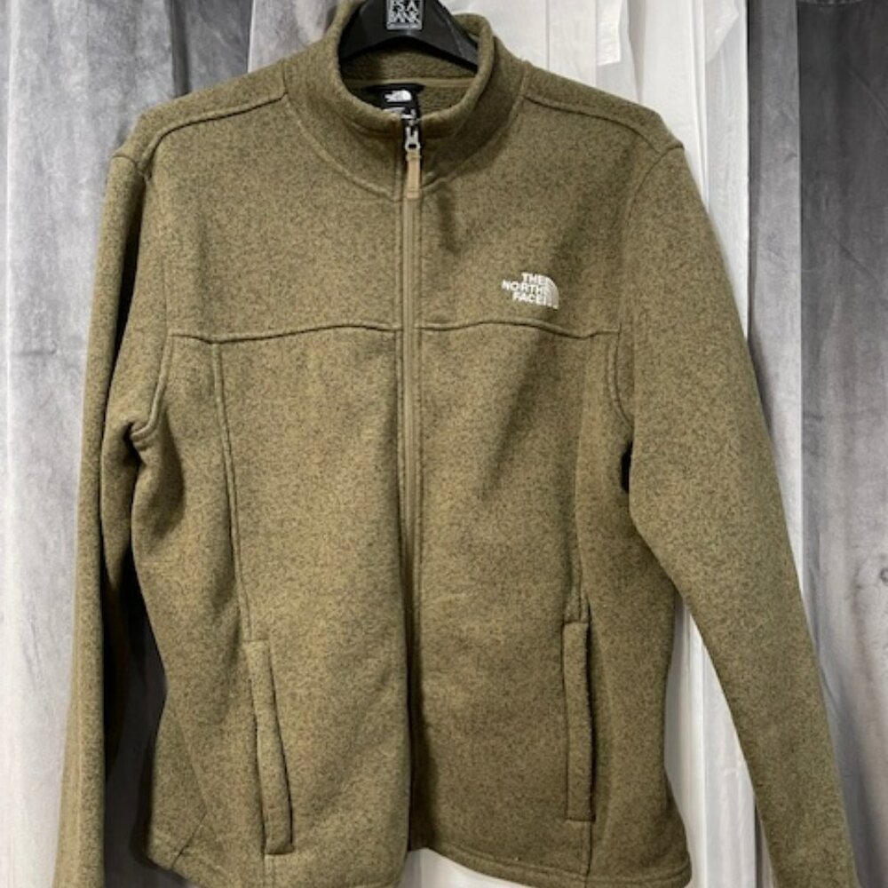 The North Face, Men's  Olive medium-weight, full zipper jacket